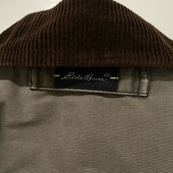 Eddie Bauer Workwear Chore Jacket Coat Corduroy Collar Men Small Gray Brown Tan - Picture 5 of 9